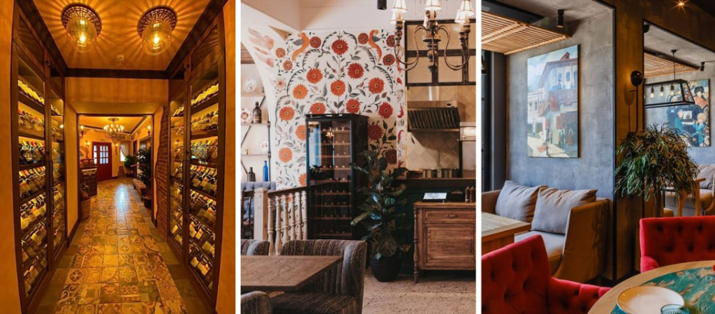 Орнаменты, картины, винные стеллажи - атмосфера грузинского ресторана.jpg Орнаменты, картины, винные стеллажи - атмосфера грузинского ресторана.jpg